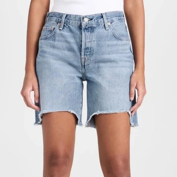 Levi's Premium 501 90s Cutoff Mid Thigh Jean Shorts Women's Size 28 Medium Wash - Picture 14 of 14